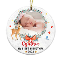 Personalized Baby's First Christmas Little Deer Circle Ornament OB293 58O34 thumb 1