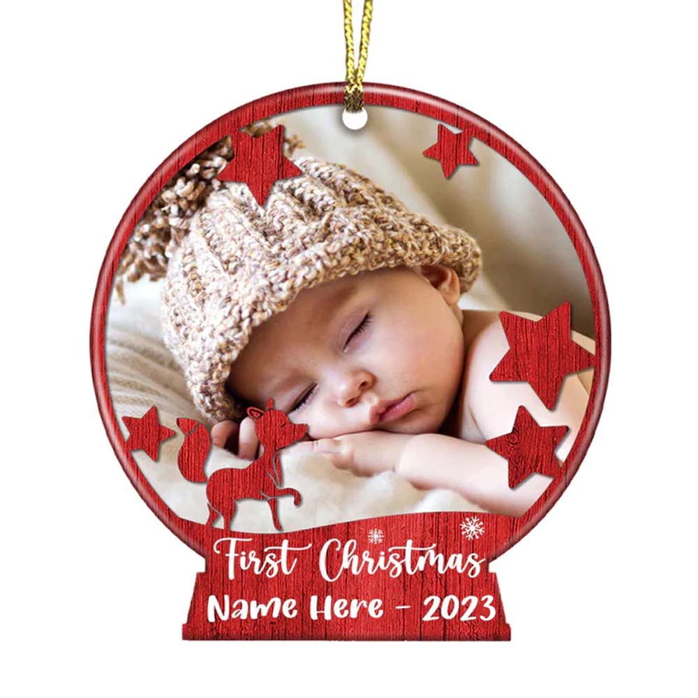 Personalized Photo Baby First Christmas Snow Globe Ornament OB304 23O36