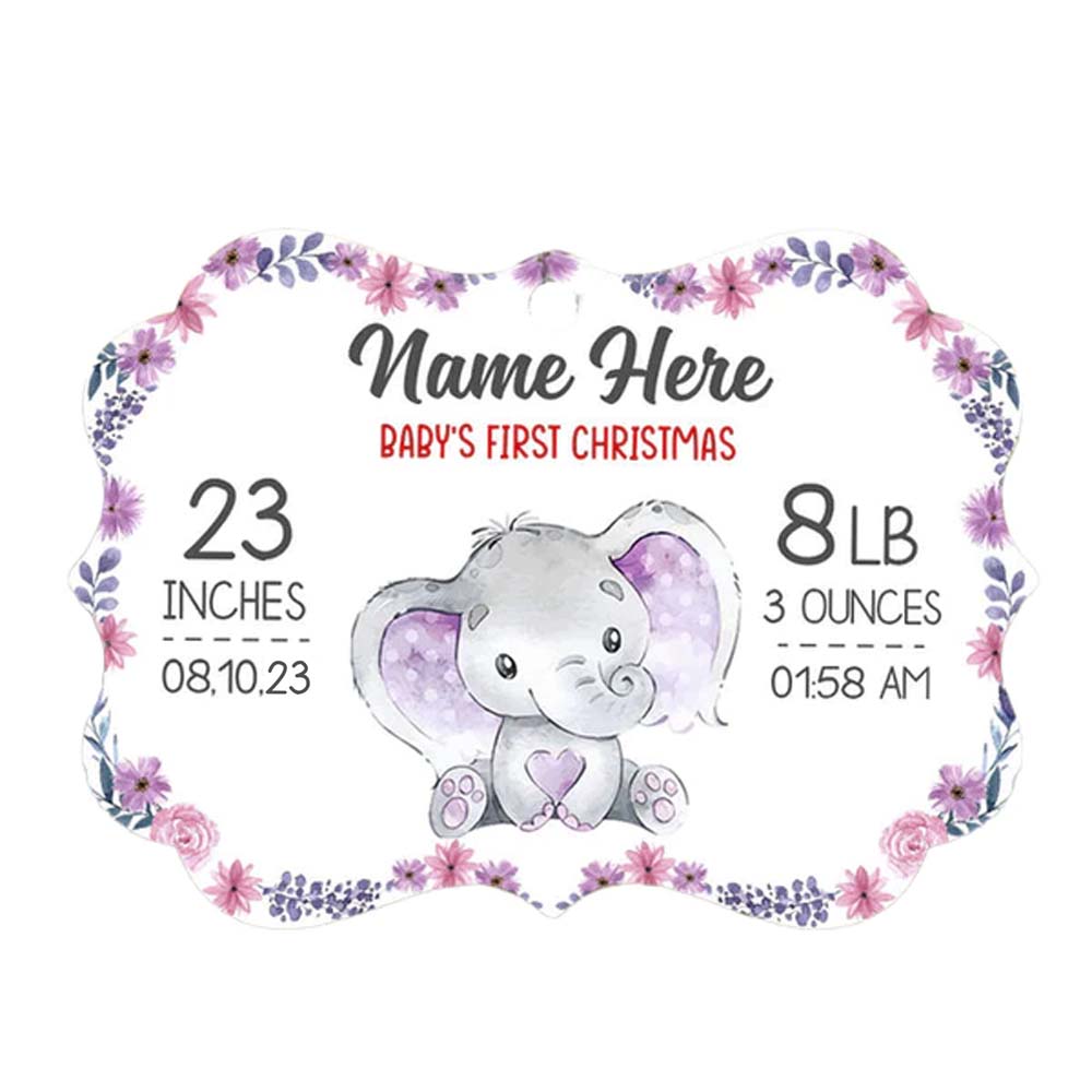 Personalized Elephant Baby First Christmas MDF Benelux Ornament OB82 73O58