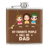 Personalized Gift For Grandpa My Favorite People Call Me Leather Hip Flask 32246 thumb 1
