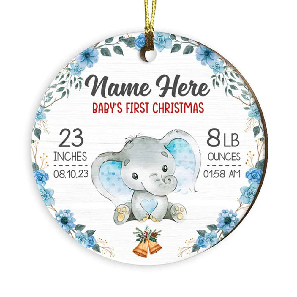Personalized Elephant Baby First Christmas Ornament OB82 73O58