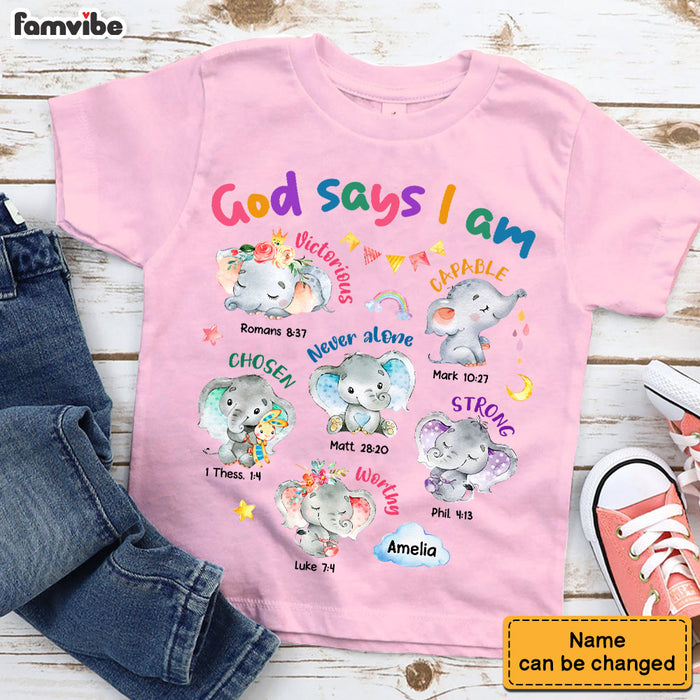 Personalized Gift For Granddaughter Gods Says I Am Elephant Kid T Shirt 28785 1