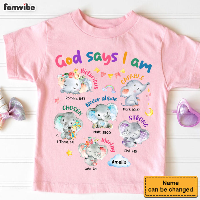 Personalized Gift For Granddaughter Gods Says I Am Elephant Kid T Shirt 28785 1