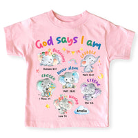 Personalized Gift For Granddaughter Gods Says I Am Elephant Kid T Shirt 28785 thumb 1