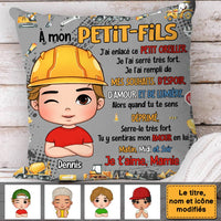 Personalized French Gift For Grandson Excavators Construction Machines Pillow  30733 thumb 1
