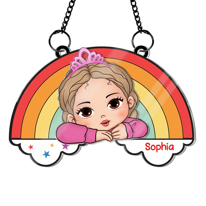 Personalized Gift For Granddaughter  Acrylic Mix Wood Suncatcher Ornament 34144 1