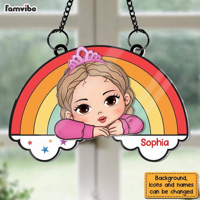 Personalized Gift For Granddaughter  Acrylic Mix Wood Suncatcher Ornament 34144 1