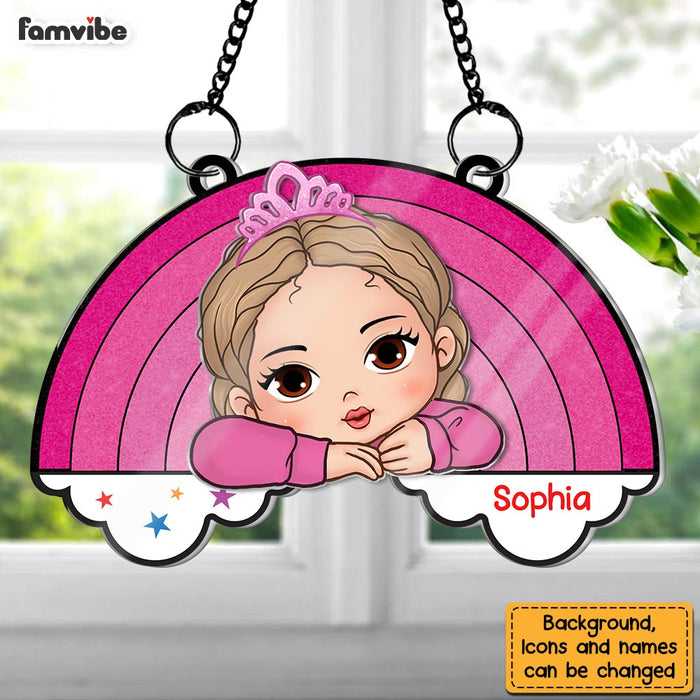 Personalized Gift For Granddaughter  Acrylic Mix Wood Suncatcher Ornament 34144 1