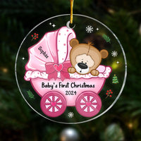 Personalized Baby's First Christmas Baby Carriage Circle Ornament 28777 thumb 1