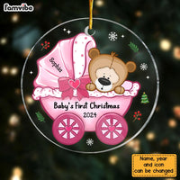 Personalized Baby's First Christmas Baby Carriage Circle Ornament 28777 thumb 1