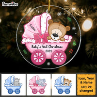 Personalized Baby's First Christmas Baby Carriage Circle Ornament 28777 thumb 1