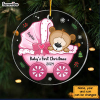 Personalized Baby's First Christmas Baby Carriage Circle Ornament 28777 thumb 1