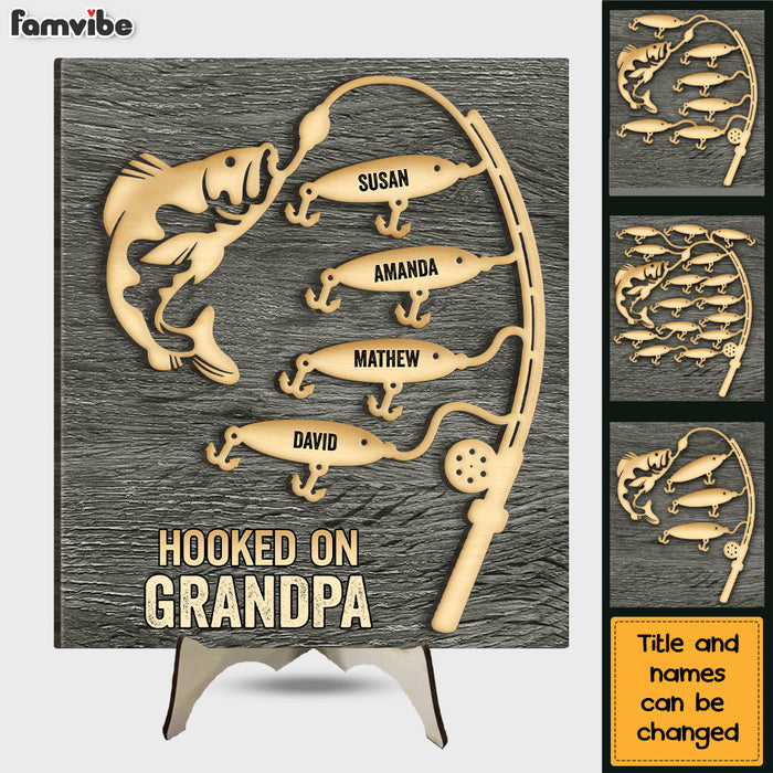 Personalized Gift For Dad Grandpa Hooked On 2 Layered Wooden Plaque 33149 1