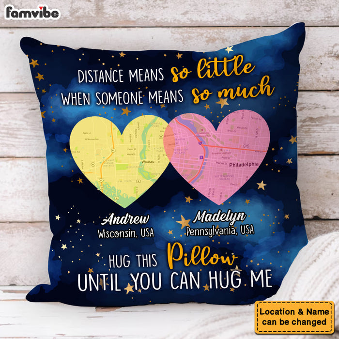 Personalized Custom Map Heart Shaped Long Distance Pillow 36688 1