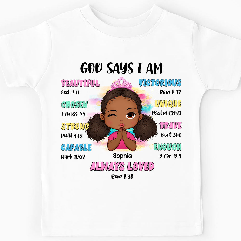 Personalized Gift For Granddaughter God Says Bible Verses Kid T Shirt 27794 Mockup 2