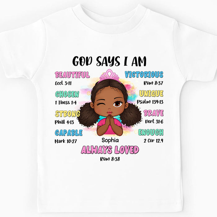 Personalized Gift For Granddaughter God Says Bible Verses Kid T Shirt 27794 1