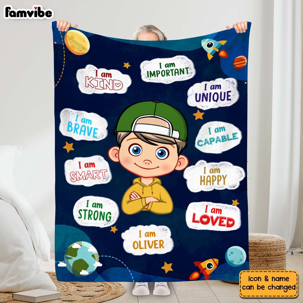 Personalized Inspiring Gift For Grandson I Am Kind Blanket 30511