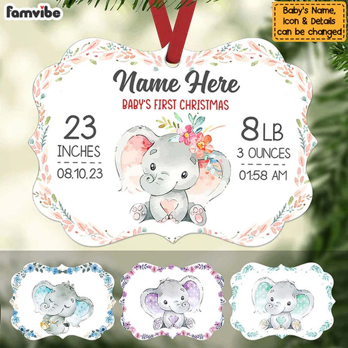 Personalized Elephant Baby First Christmas MDF Benelux Ornament OB82 73O58 1