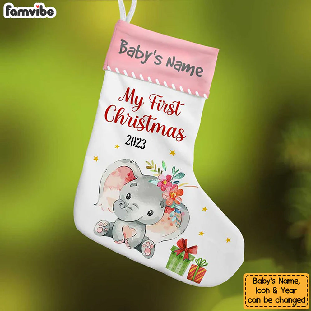 Personalized Elephant Baby First Christmas Stocking SB151 85O58