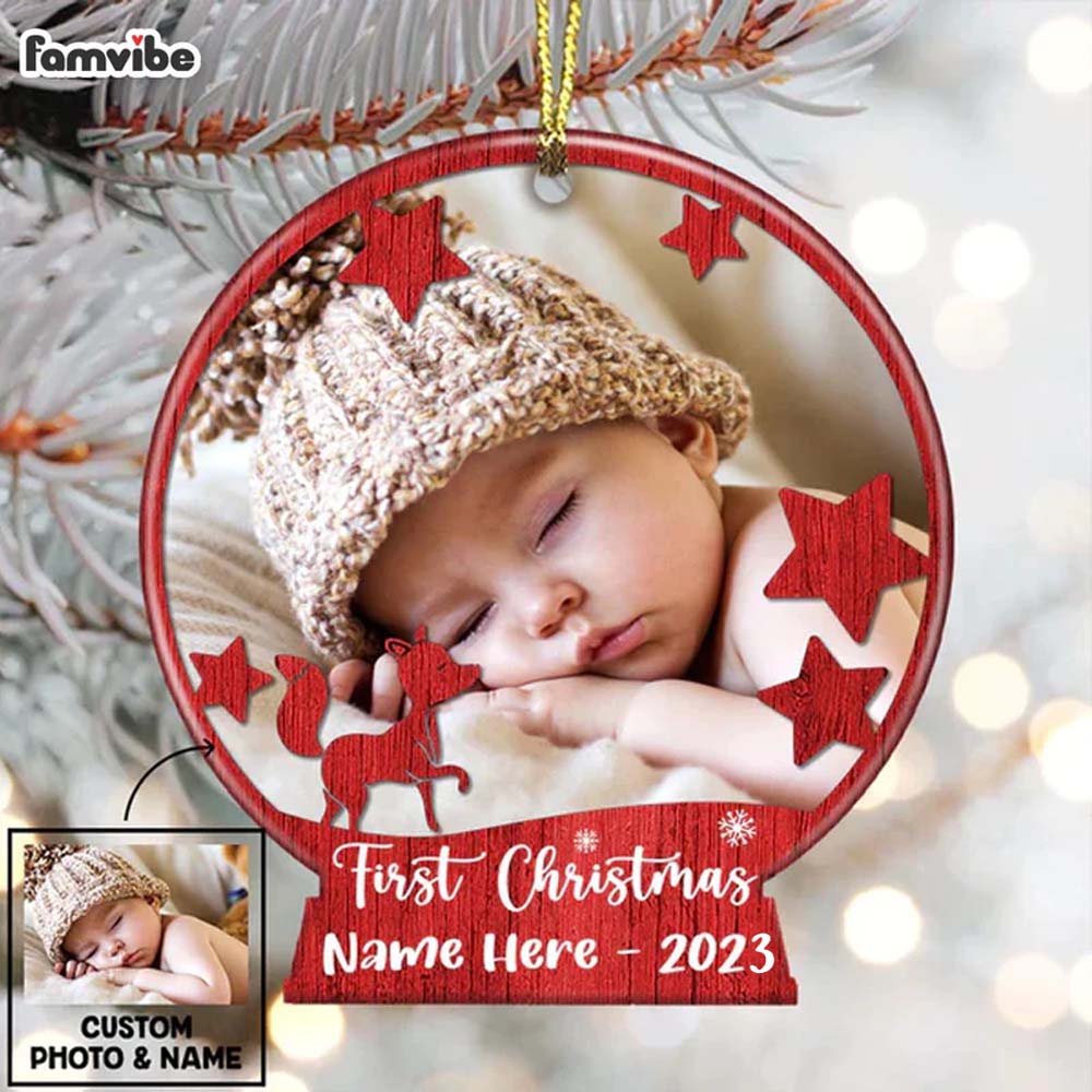 Personalized Photo Baby First Christmas Snow Globe Ornament OB304 23O36
