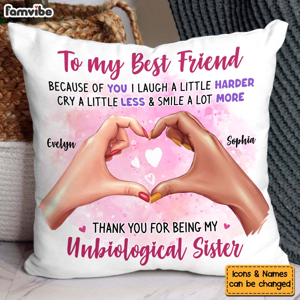 Personalized Gift To my Friend Heart Hands Pillow 32878 Primary Mockup