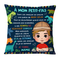 Personalized French Gift For Grandson À Mon Petit-Fils Dinosaur Theme Kid Pillow 30725 thumb 1