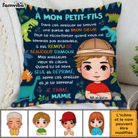 Personalized French Gift For Grandson À Mon Petit-Fils Dinosaur Theme Kid Pillow 30725 thumb 1