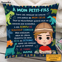 Personalized French Gift For Grandson À Mon Petit-Fils Dinosaur Theme Kid Pillow 30725 thumb 1