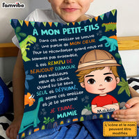 Personalized French Gift For Grandson À Mon Petit-Fils Dinosaur Theme Kid Pillow 30725 thumb 1