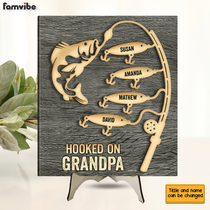 Personalized Gift For Dad Grandpa Hooked On 2 Layered Wooden Plaque 33149 1