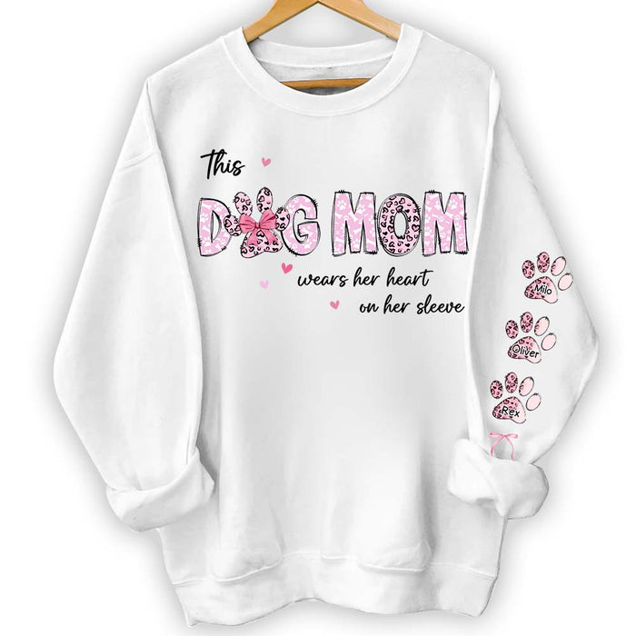 Personalized Gift For Dog Mom Heart On Sleeve Unisex Sleeve Printed Standard Sweatshirt 32496 1