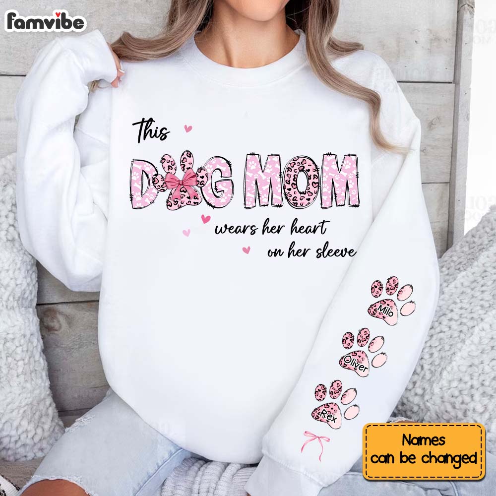 Personalized Gift For Dog Mom Heart On Sleeve Unisex Sleeve Printed Standard Sweatshirt 32496 Primary Mockup