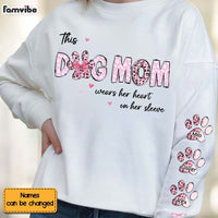 Personalized Gift For Dog Mom Heart On Sleeve Unisex Sleeve Printed Standard Sweatshirt 32496 thumb 1