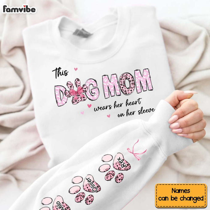 Personalized Gift For Dog Mom Heart On Sleeve Unisex Sleeve Printed Standard Sweatshirt 32496 1