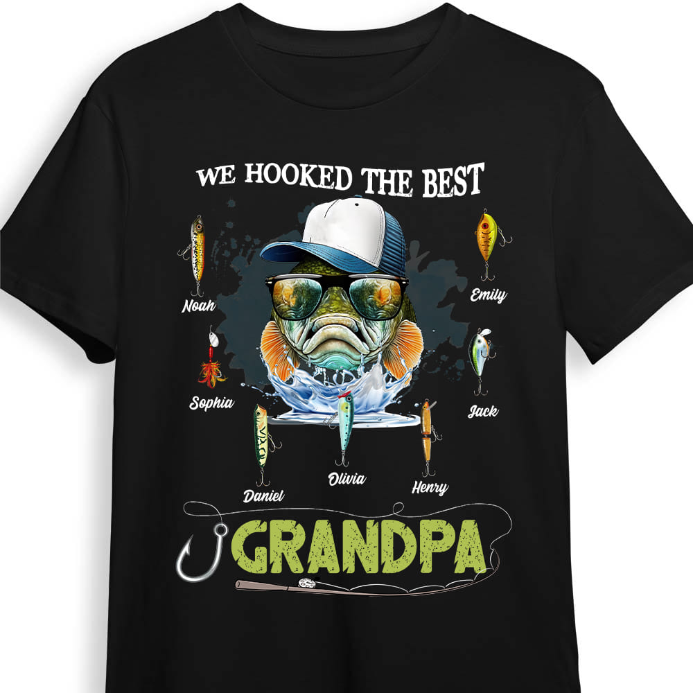 Personalized Gift For Grandpa Fishing We Hooked Shirt Hoodie Sweatshirt 32505 Primary Mockup