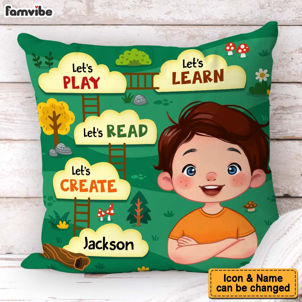 Personalized Gift For Grandson Let's Play Let's Read Pillow 32517 Primary Mockup