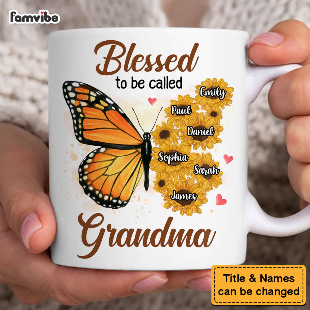 Personalized Gift For Grandma Butterfly Floral Mug 32524 Primary Mockup