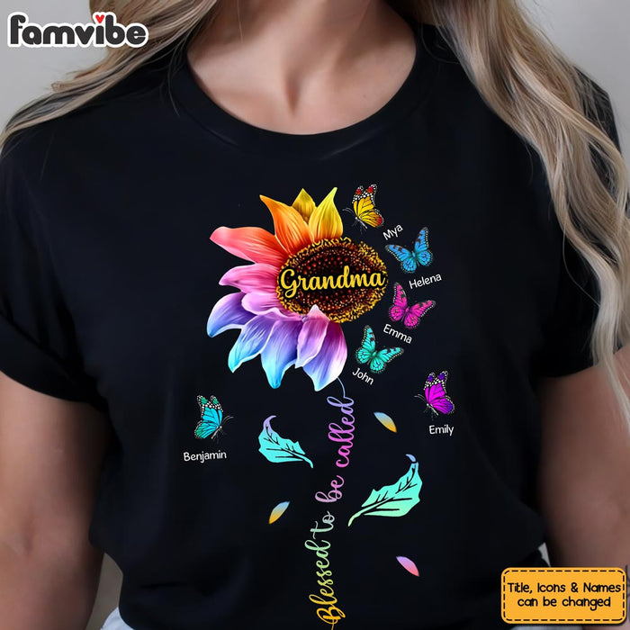 Personalized Gift For Grandma Colorful Sunflower With Butterflies Shirt - Hoodie - Sweatshirt 32526 1