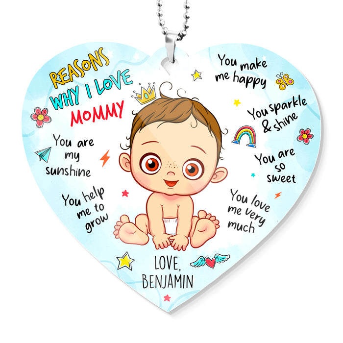 Personalized Gift For Mom Reasons Why I Love Mommy Transparent Acrylic Car Ornament 32530 1