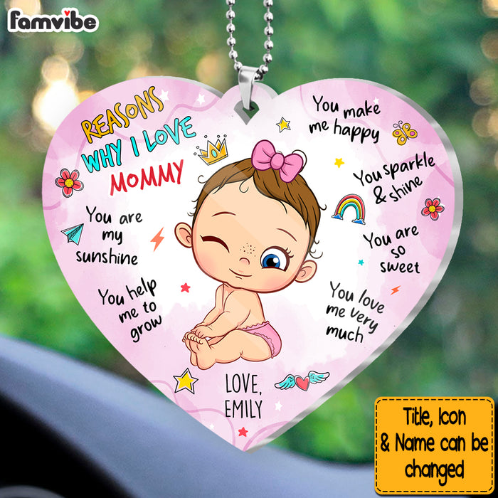 Personalized Gift For Mom Reasons Why I Love Mommy Transparent Acrylic Car Ornament 32530 1