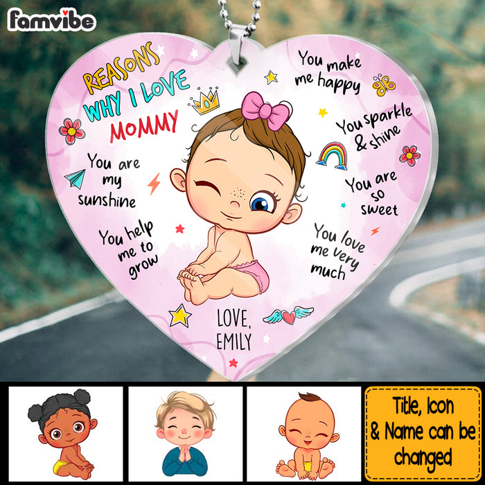 Personalized Gift For Mom Reasons Why I Love Mommy Transparent Acrylic Car Ornament 32530 1