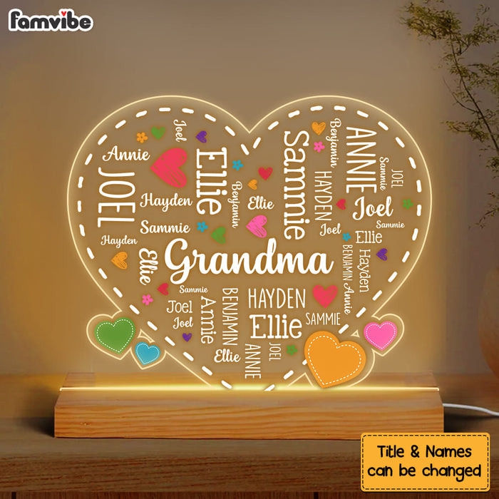 Personalized Gift For Grandma Word Art Heart Plaque LED Lamp Night Light 32534 1