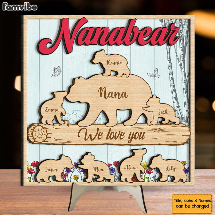 Personalized Gift for Mom Grandma Bear 2 Layered Separate Wooden Plaque 32544 1