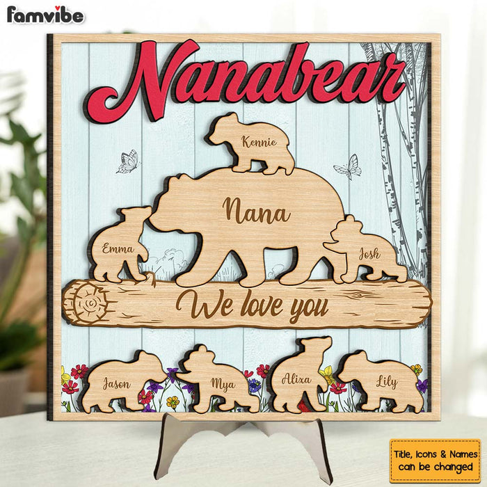 Personalized Gift for Mom Grandma Bear 2 Layered Separate Wooden Plaque 32544 1