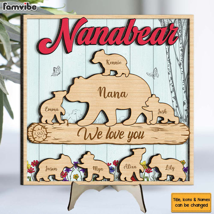 Personalized Gift for Mom Grandma Bear 2 Layered Separate Wooden Plaque 32544 1