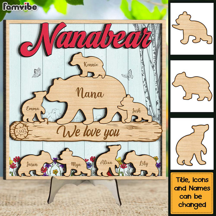 Personalized Gift for Mom Grandma Bear 2 Layered Separate Wooden Plaque 32544 1