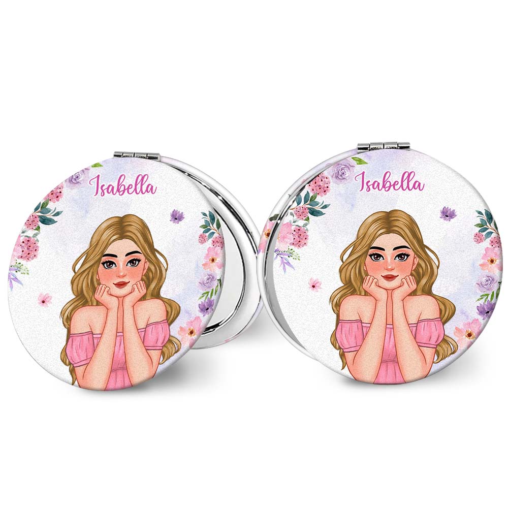 Personalized Gift For Daughter With Name Circle Compact Mirror 32555 Primary Mockup