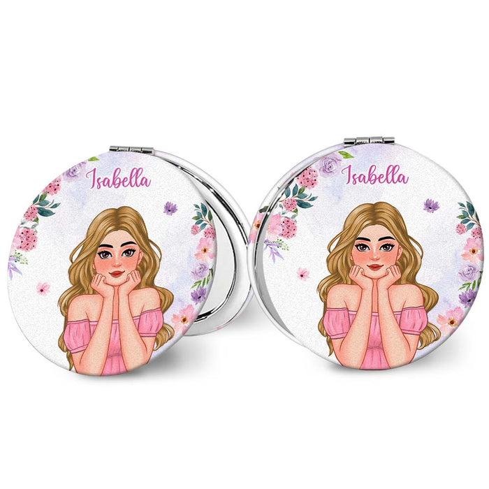 Personalized Gift For Daughter With Name Circle Compact Mirror 32555 1