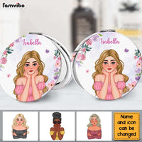 Personalized Gift For Daughter With Name Circle Compact Mirror 32555 thumb 1