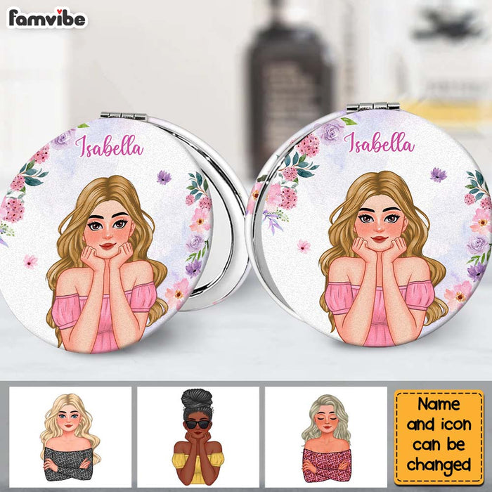 Personalized Gift For Daughter With Name Circle Compact Mirror 32555 1